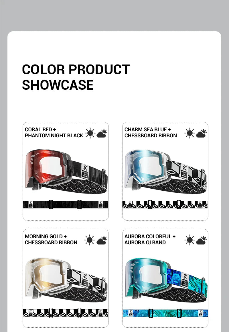 KAPVOE New Photochromic Outdoor Sport Ski Snowboard Goggle Men UV400 Protection Women Glasses Magnetic Attraction Skiing Goggles