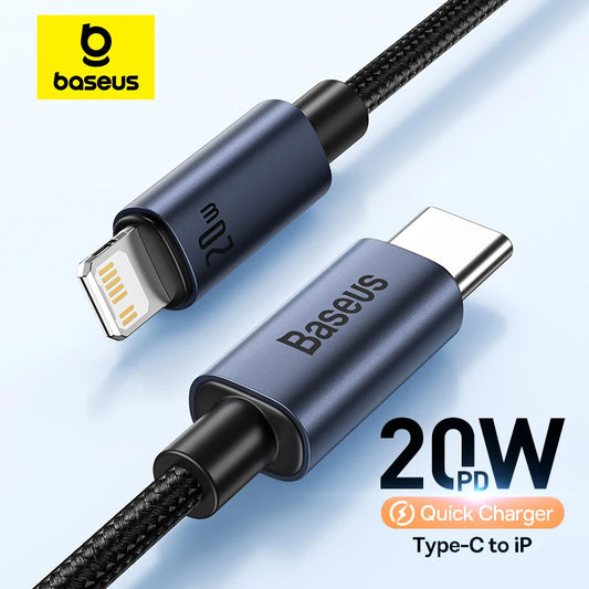 كابل Baseus PD 20W USB C لأجهزة iPhone 13 12 11 pro max كابل iPhone شحن سريع لأجهزة iPhone X XR 8 كابل USB Type C إلى Lightning