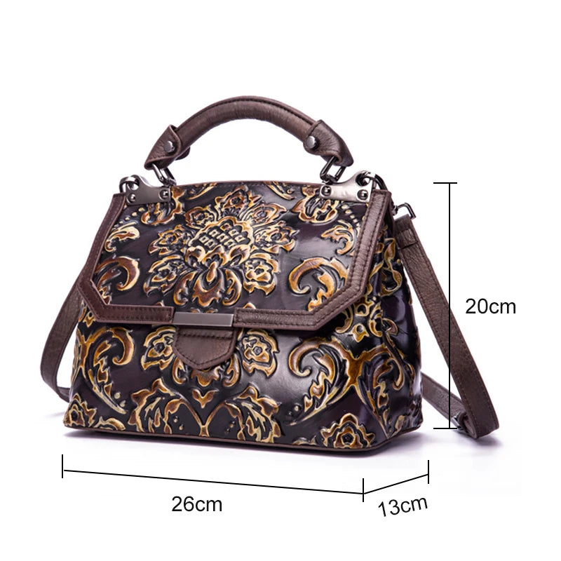 MOTAORA Womens Genuine Leather Luxury Handbag Handmade Embossed Vintage Shoulder Crossbody Bag New Arrival
