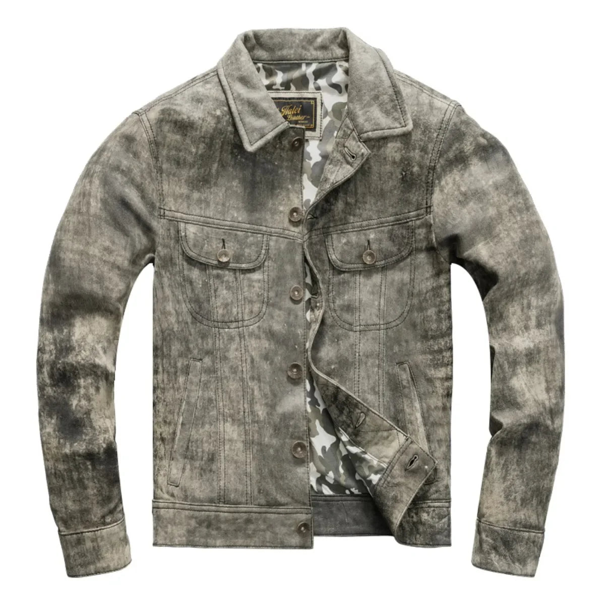 Men's Genuine Cowhide Leather Motorcycle Jacket – Stand Collar Autumn Winter Biker Coat