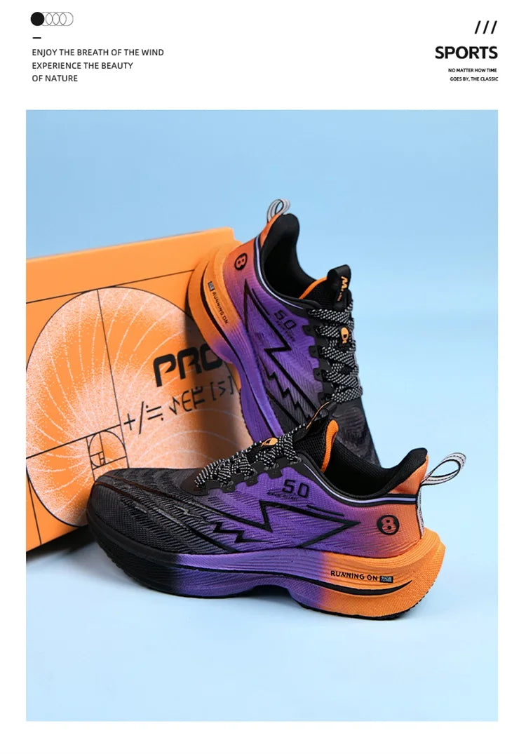 New Men's Carbon Plate Running Shoes Soft Cushion Shock Absorbing Sports Shoes Unisex Sneakers Light Anti-Slip Training Shoes