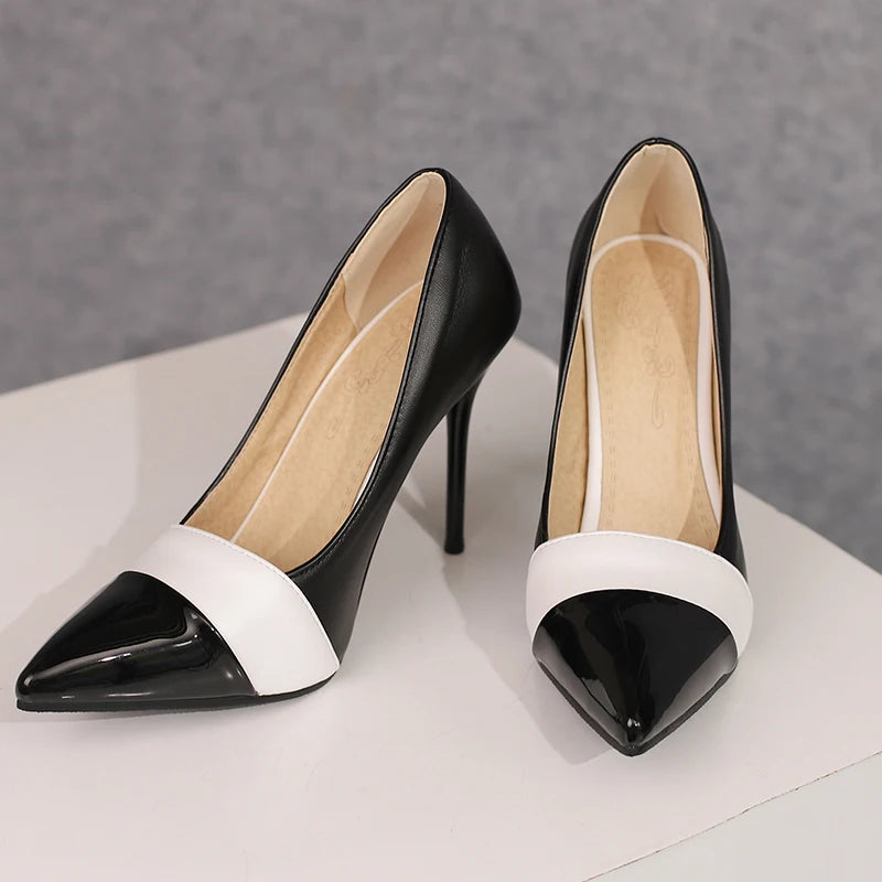 Women’s Mixed Colour Stiletto Pumps – Thin High Heels Pointed Toe Office Shoes