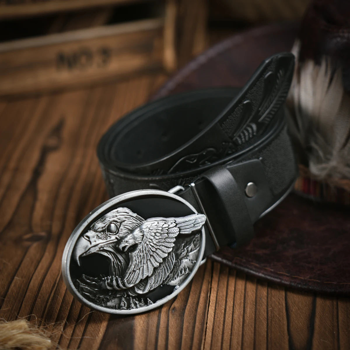 Western Cowboy Leather Buckle Belts eagle Pattern Floral Engraved Buckle Belt for Men