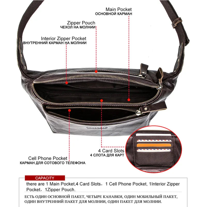 MOTAORA Men's Genuine Leather Waist Bag Multifunctional Chest Pack for Travel & Sports Anti-Theft Phone Pouch Gym Crossbody Bag