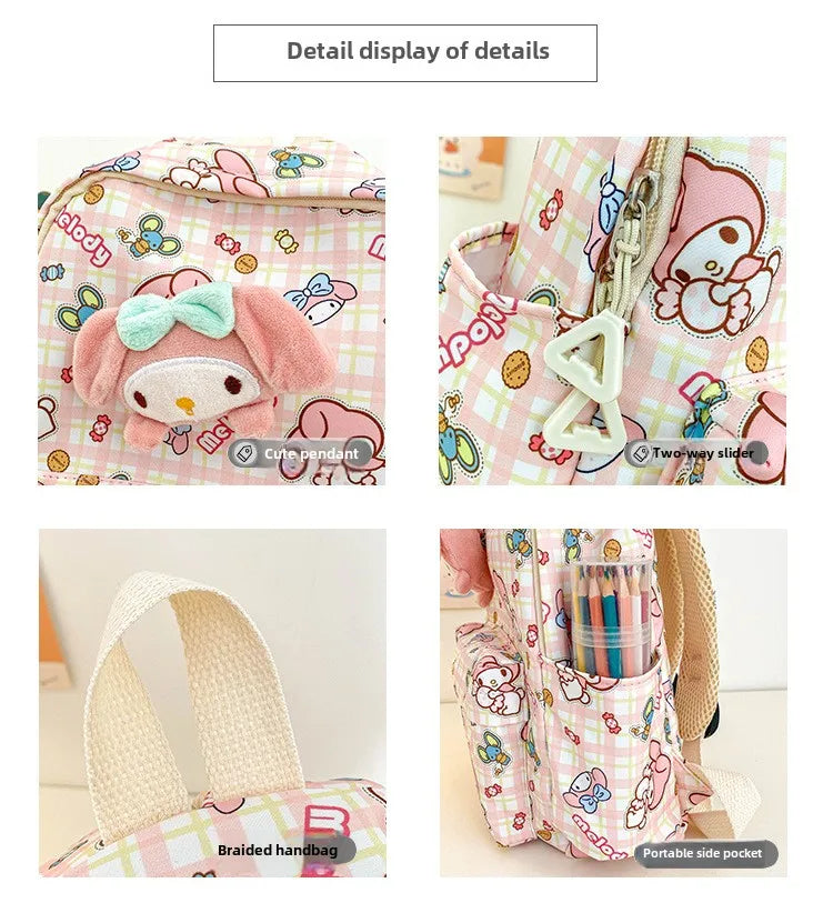 Sanrio Hello Kitty Kuromi Cinnamoroll New Fashion Children's School Bag Cute Large Capacity Kids Backpack College Bag