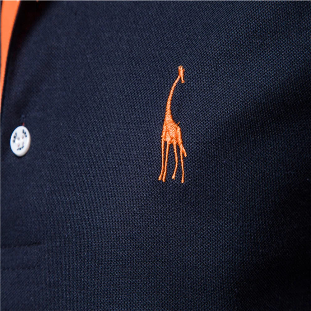 Polo style Giraffe Shirt Men Quality Embroidery Summer Short Sleeve Polo Casual Business Social Mens Polos BR Size