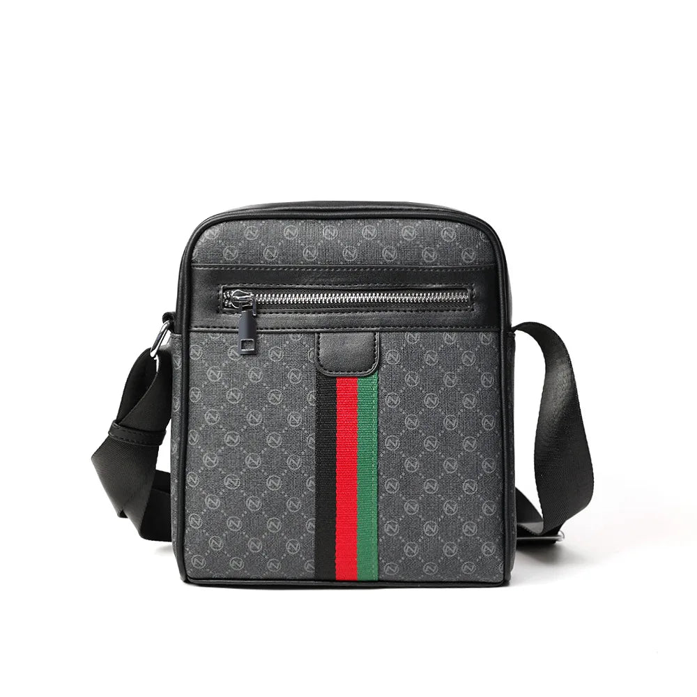 Square Crossbody Bag – Men's Luxury Plaid Letter Print Sling Messenger Bag