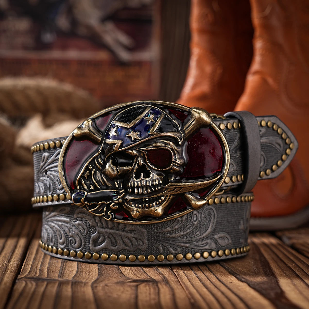 A Western-style PU material belt for both men and women, a casual, retro and classic personalized belt