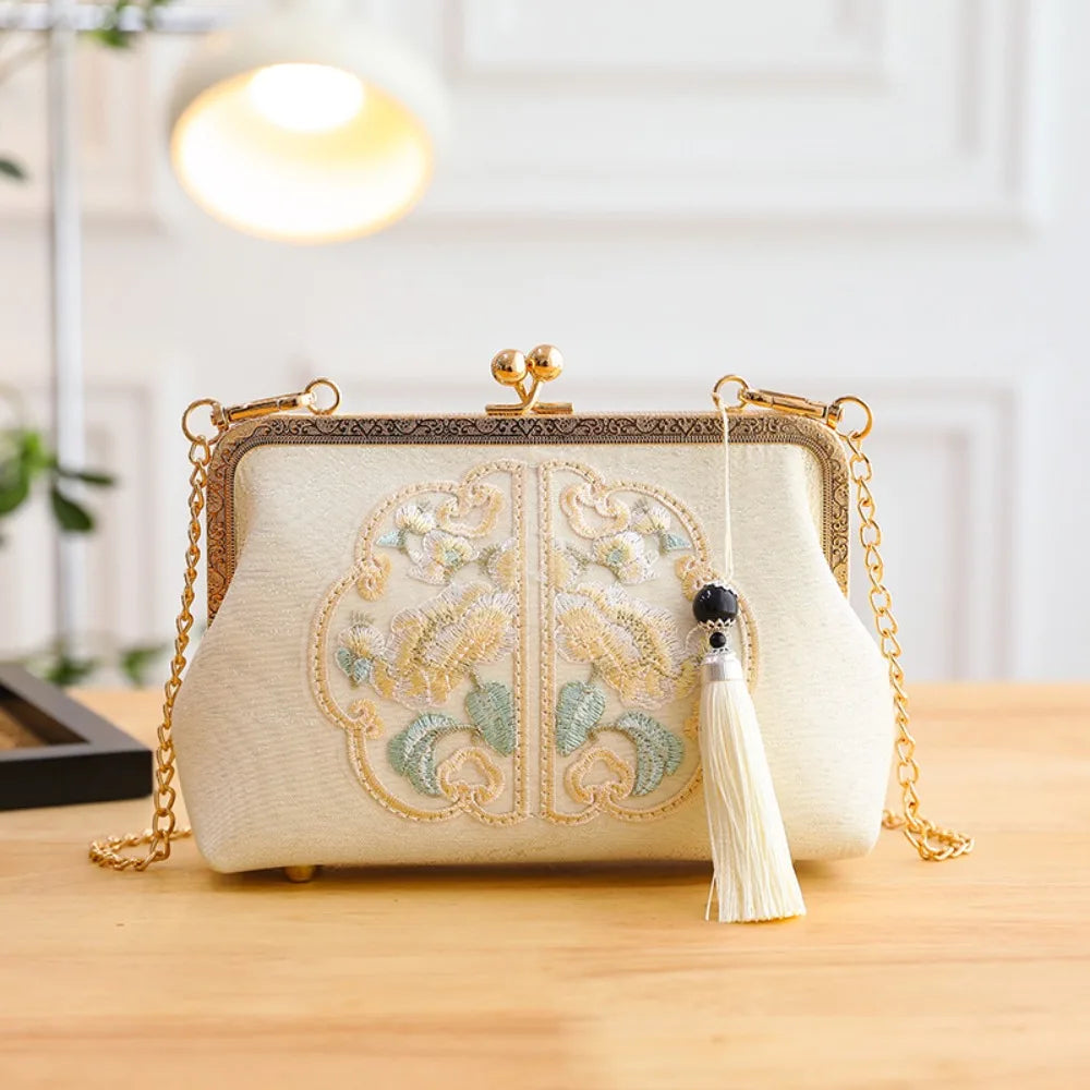 Fashion Chinese Style Banquet Bag Embroidery Pearl Handle Qipao Bag Trendy High Capacity Cosmetic Bag Women