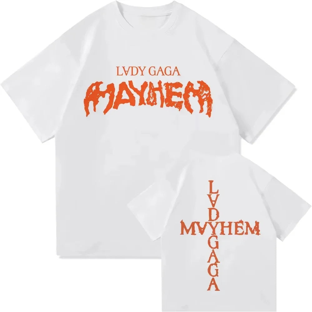 2025 Lady Gaga Mayhem New Album T Shirt Men Women Short Sleeve Cotton Tees Lady Gaga T-shirt Unisex Clothing Y2k Tops Streetwear