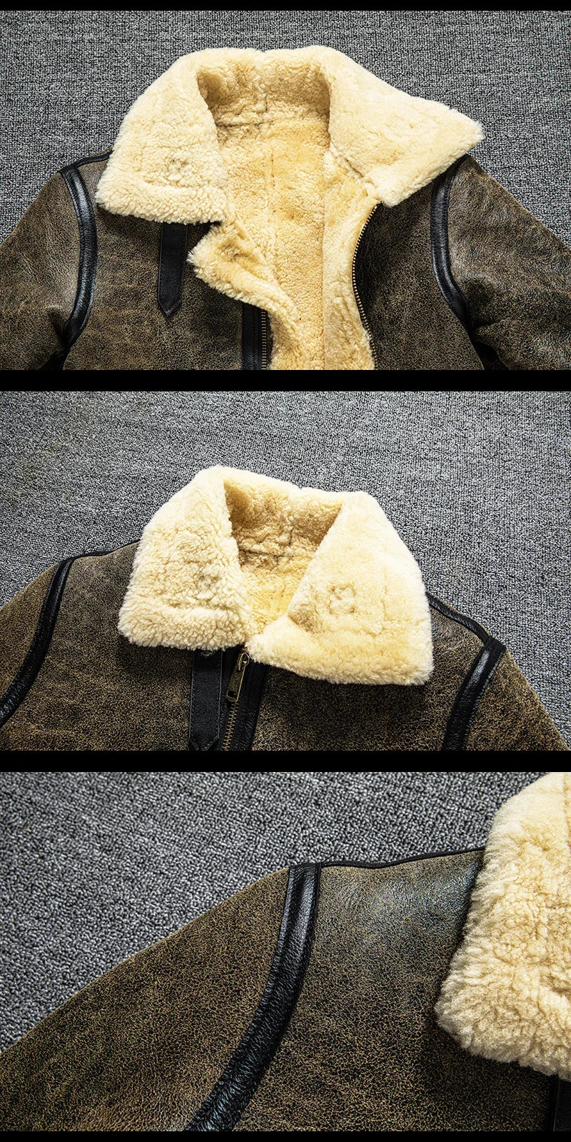 2025 Winter High Quality Genuine Leather Jacket Men's B3 Sheepskin Thick Fur Leather Coat Warm Motor Biker Jackets For Men 6XL
