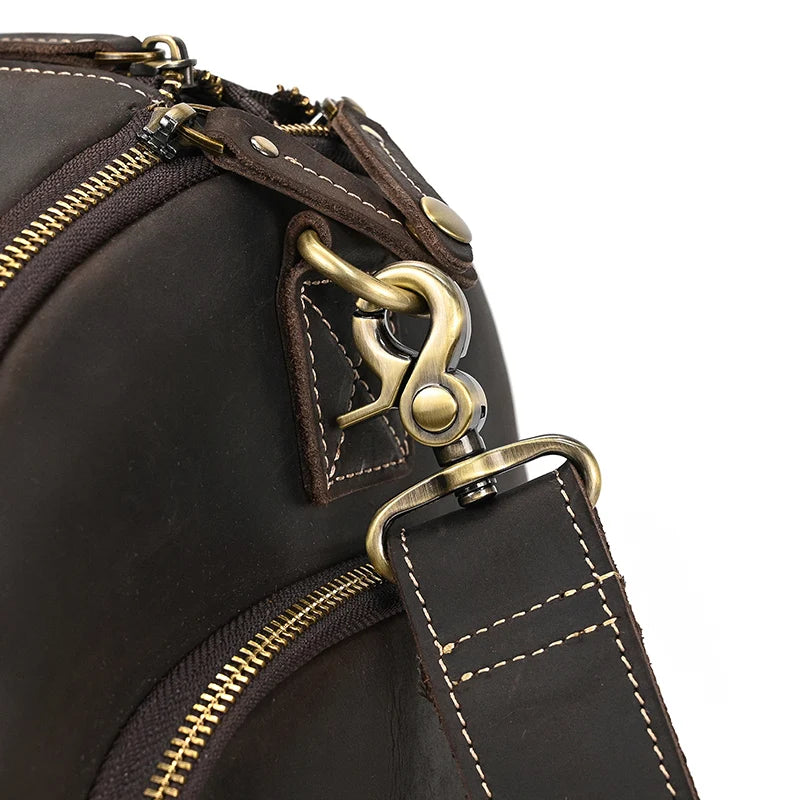 Crazy Horse Leather Folding Suit Bag Man Business Travel Bag With Shoe Pocket Clothes Cover Luggage Duffel Bag Man Bag For Suits