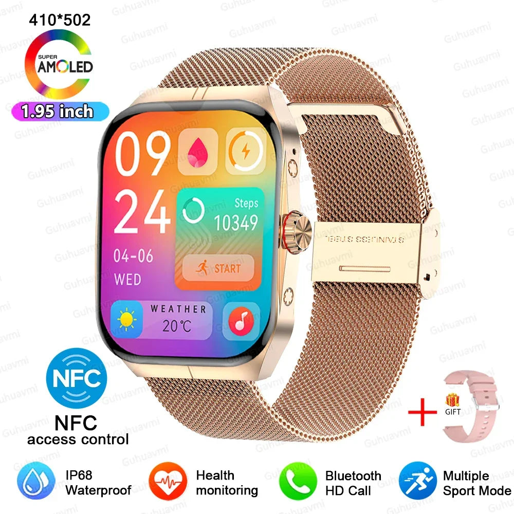 Smartwatch Men Women NFC AMOLED Screen Always Show Time Clock Bluetooth Call IP68 Waterproof Smart Watch Sport Fitness Bracelet