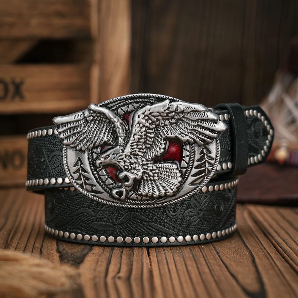 Men - Women - Western Denim - pu leather - Belt - Vintage jeans with needle buckle brown belt
