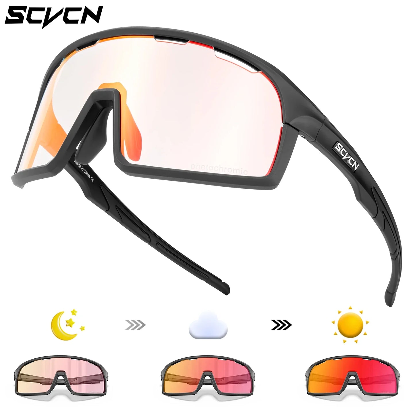 Scvcn Red Photochromic Sunglasses Cycling Blue Outdoor Sports Bike Glasses Man MTB Fishing Glasses Eyewear Bicycle Goggles UV400