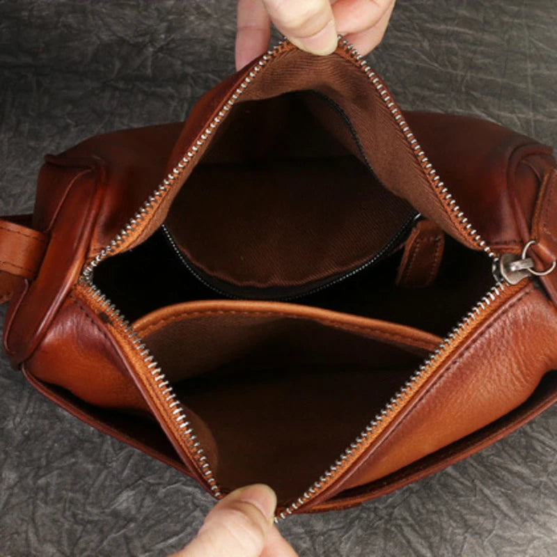 MOTAORA New Handmade Small Cowhide Shoulder Pillow Bag Women Genuine Leather Handbag Purse Retro Genuine Leather Crossbody Bags
