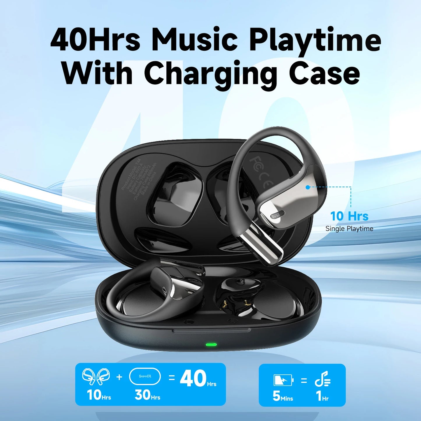 Oneodio SuperEQ T44 Open Ear Earphones Wireless Bluetooth 5.3 Headphones Air Conduction Sports Earbuds With 4 ENC Mic Bass OWS