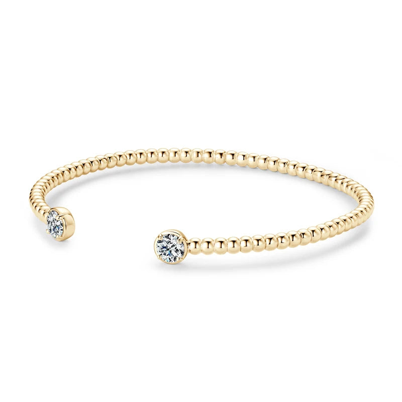 Lnngy Sparkling Moissanite Bracelets For Women Girl Original and Pure 925 Sterling Silver Cuff Bracelet Open Wrist Jewelry Gift