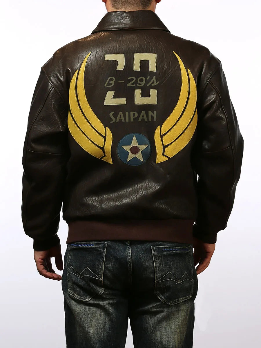 Saipan B29 Bomber Flight Suit Genuine Leather Jacket Men's New Zealand Sheepskin Fat Plus Size Bubble Leather Leather Coat tops