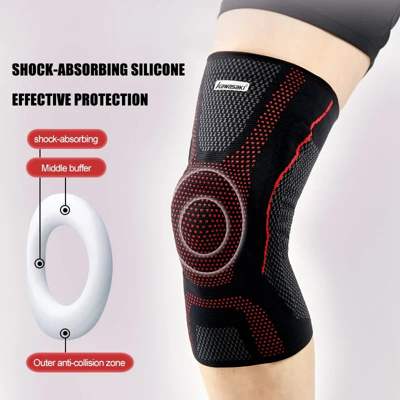 Kawasaki Kneepad Professional Spring Silicone Ring Support Knee Pads with Breathable Design Sports Knee Pads Knee Support B3464