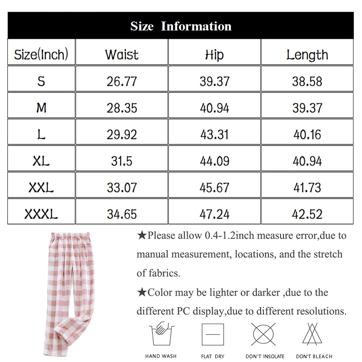 Women Loose Pajama Pants Plush Sleep Pants Soft Elastic Waist Pajama Bottoms Plaid New Classics Pants With 2 Pockets S-3XL