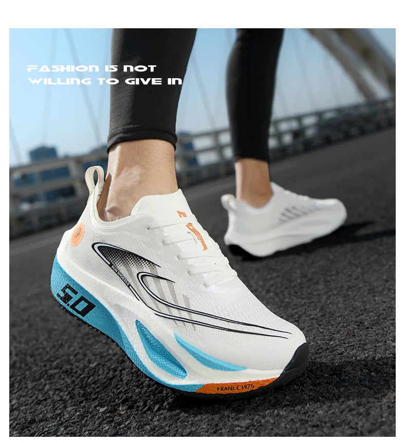 Men's Sports Shoes Cushioning Non-Slip Flat Wear Resistant Sneakers Mesh Breathable Platform Soft Running Shoes for Man