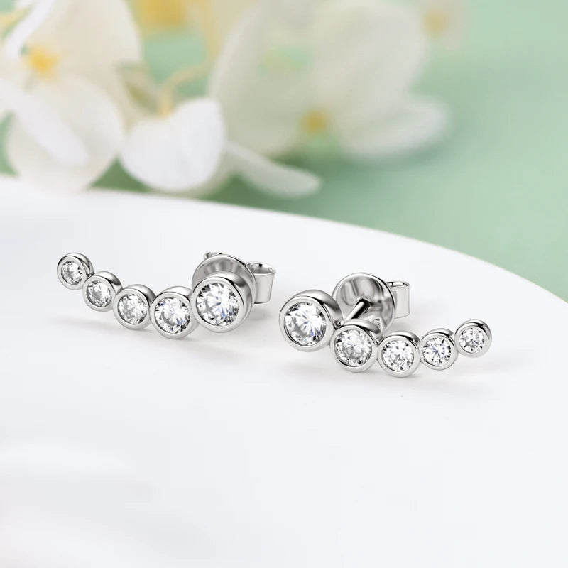 IOGOU 2024 Bezel Moissanite Jewelry Set Silver 925 Bubble Pendant Necklace Stud Earrings Women's Gift Valentine Day Christmas