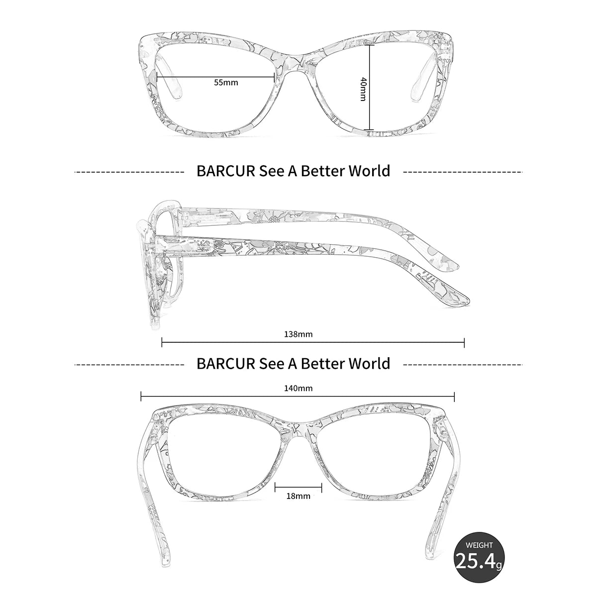 BARCUR Fashion Portable Woman Reading Glasses Personalized Color Butterfly Frames AC optical lenses Men Presbyopia Eyeglasses