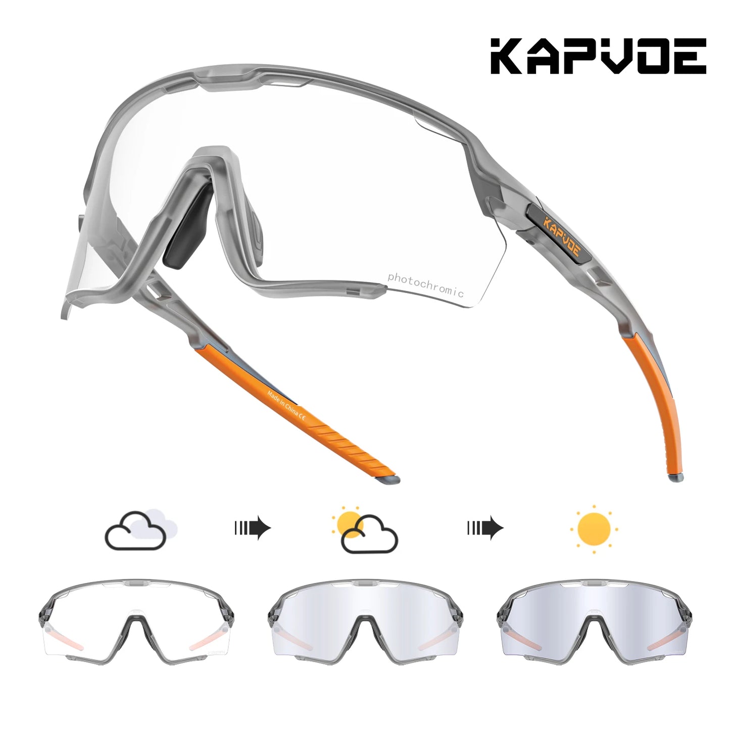 Kapvoe new Outdoor Photochromic Sunglasses Bicycle Cycling Glasses MTB Road Bike Eyewear Women Man Sports Hiking UV400 Goggles