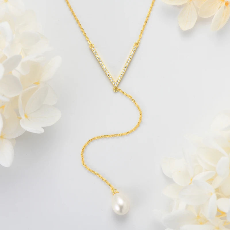 Lnngy Baroque Pearl Pendant Necklace S925 Sterling Silver Natural White Freshwater Pearl Necklace For Ladies Grace Jewelry Gift