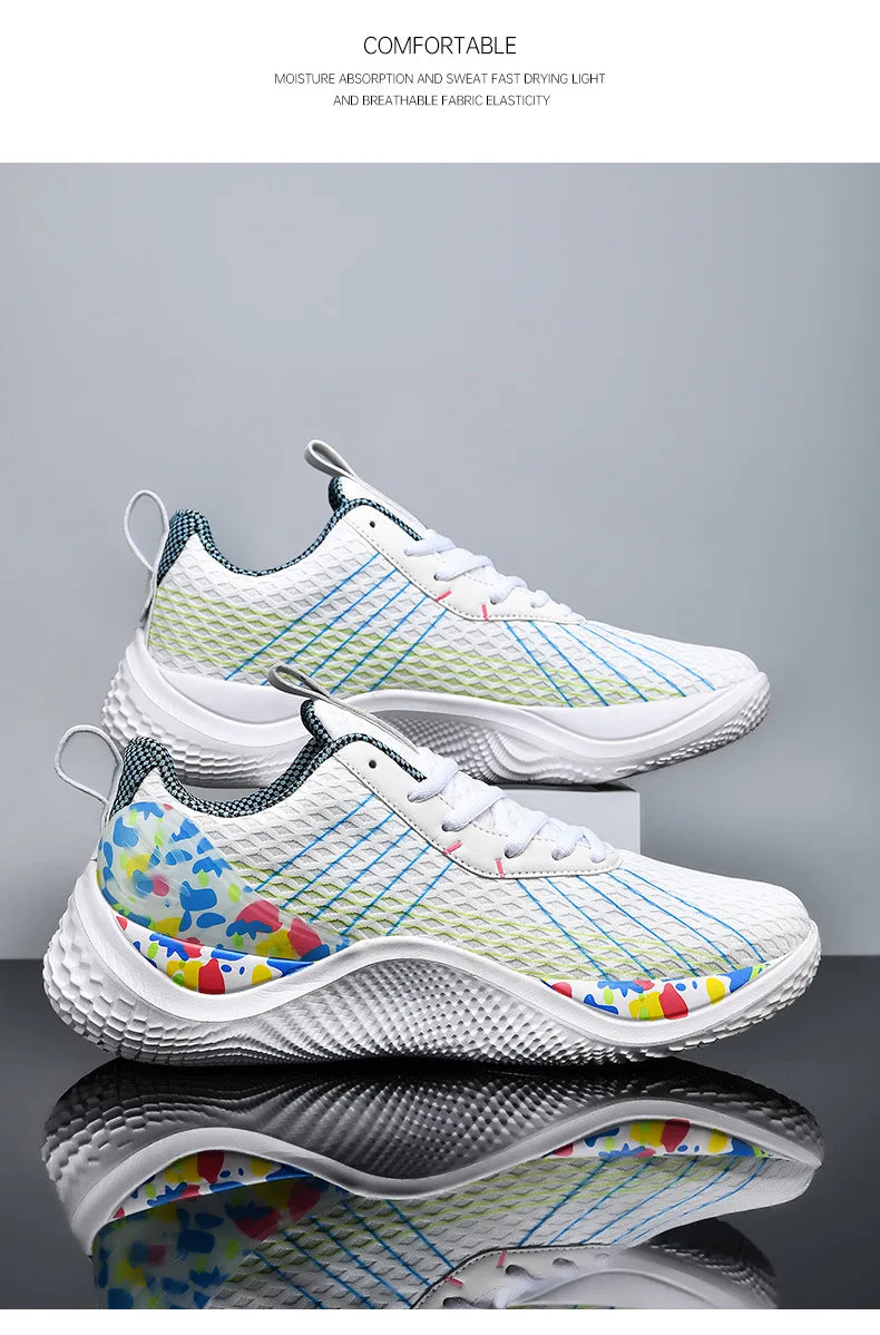 Summer New Men's Casual Shoes Breathable Comfortable Running Large Size Basketball Shoes Fashionable Versatile Couple Shoes