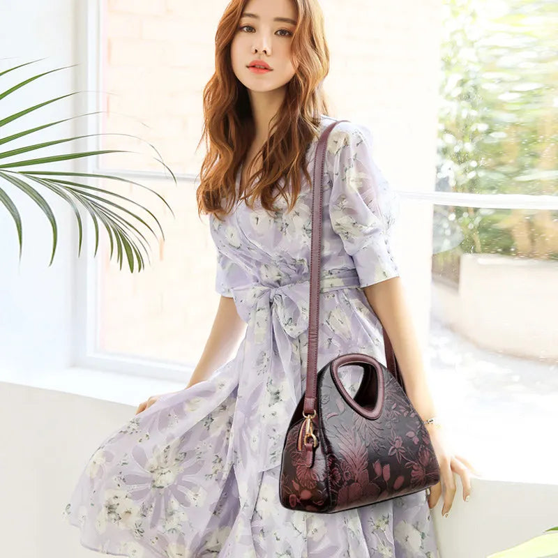 MOTAORA 2025 New Women Shoulder Bag High Quality Leather Top-handle Bags Female Vintage National Style Crossbody Bag For Women