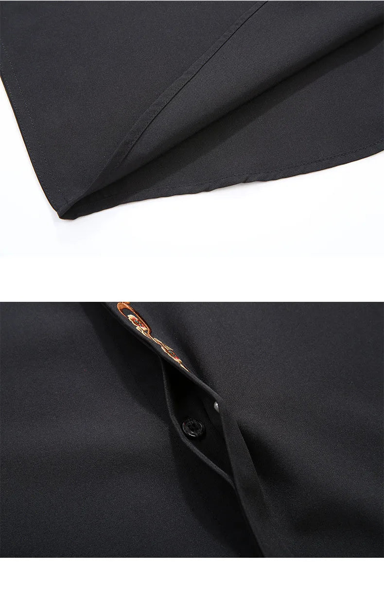 قميص رجالي جديد بأكمام طويلة للخريف بمقاسات كبيرة 7XL 8XL 10XL 12XL فستان عمل مطرز فضفاض غير رسمي بلوزة مرنة ملابس