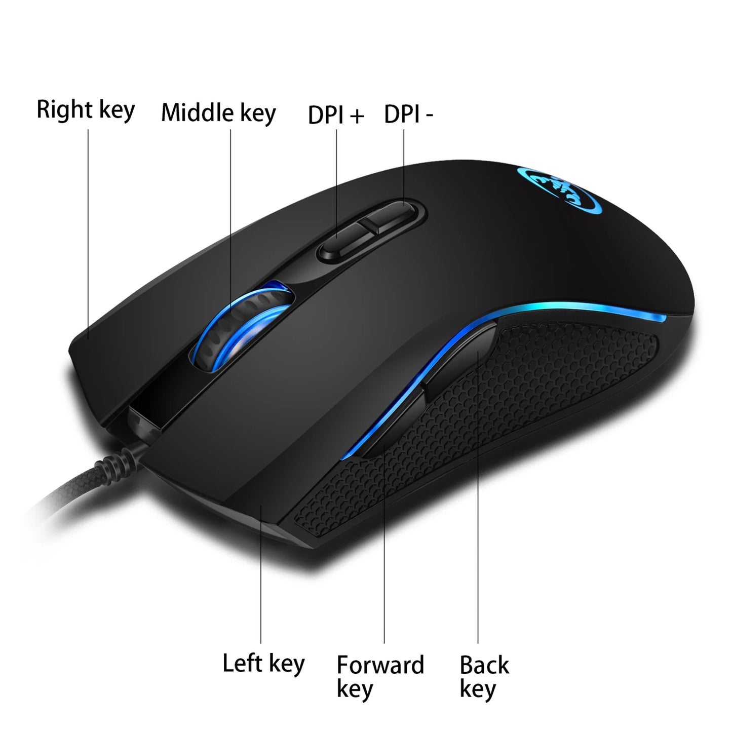 HXSJ V700BW A869 USB Keyboard Mouse Kit 61-key Wired RGB Backlight Computer Keyboard Colorful LED Lighting 3200DPI Gaming Mouse