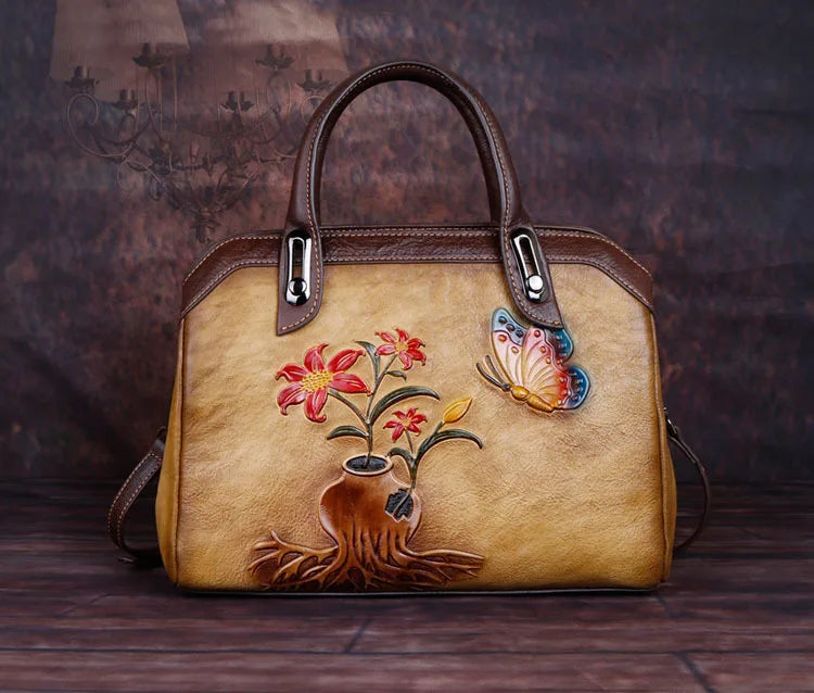 MOTAORA Vintage Women Shoulder Bags Genuine Leather Retro Ladies Handbags For Female Handmade Embossed Women's Bag 2025 Trend