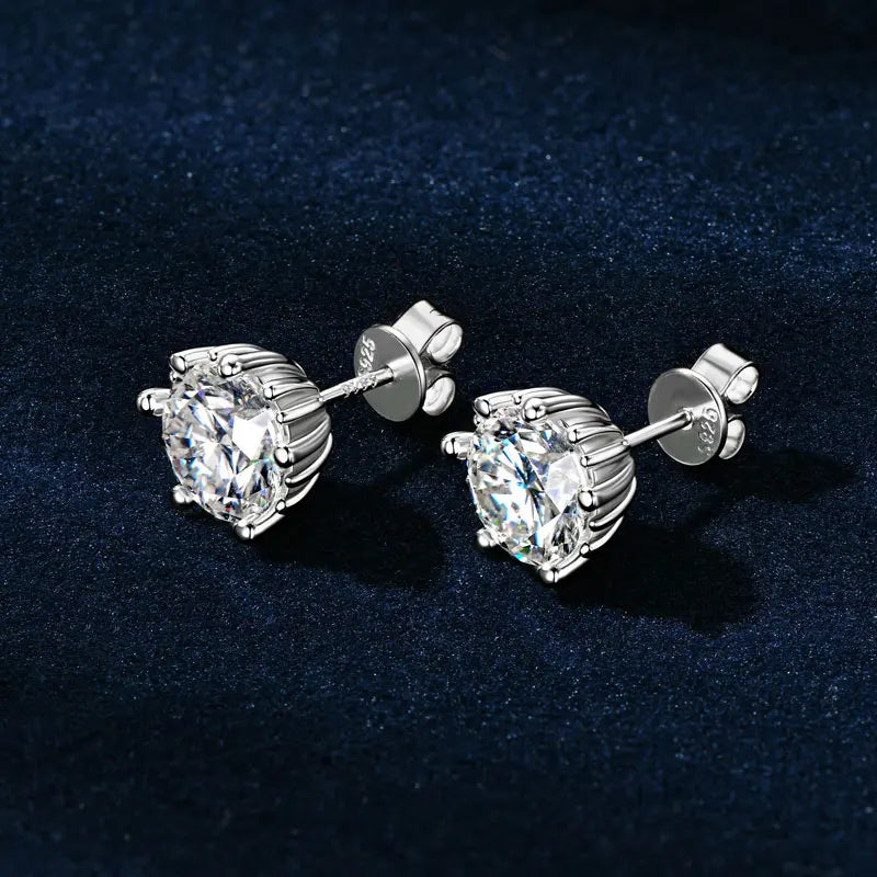 Lnngy Single 2.0ct Moissanite Stud Ear Women 925 Sterling Silver Fashion Earrings For Wedding Engagement Elegant Jewelry Gift