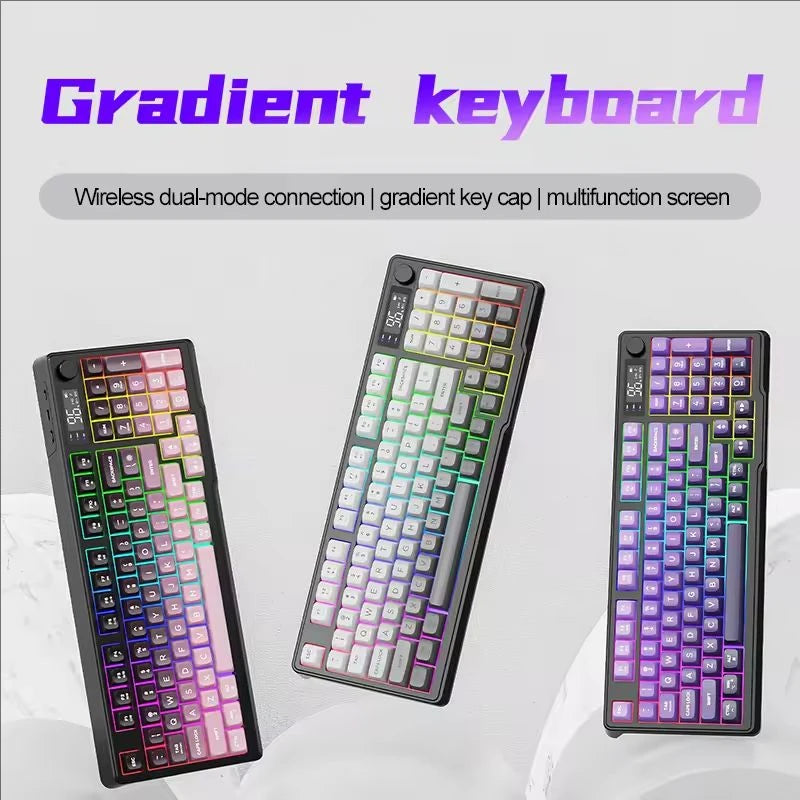 M96 Bluetooth Keyboard Wireless FREEWOLF Screen Gaming Keyboard,Electronic Screen, Multi-Device Connection,Ergonomics Gaming