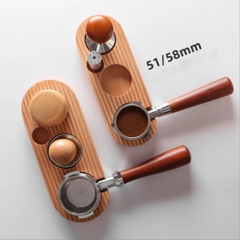 51/54/58MM Coffee Press Base Coffee Machine Handle Wooden Filling Seat Press Powder Seat Pad Cloth Powder Storage Base