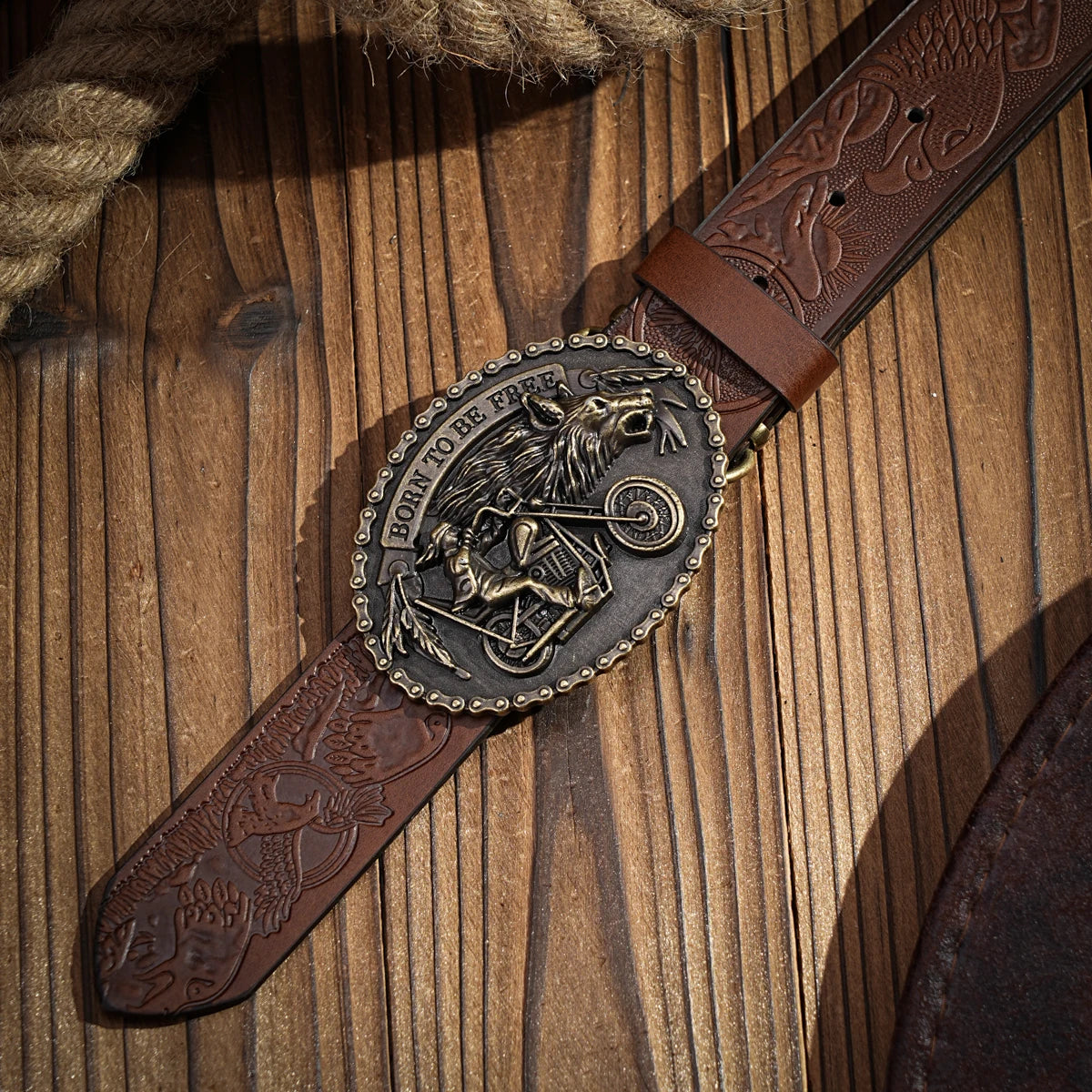 Western denim PU Belt - men's decorative printed carved denim waistband