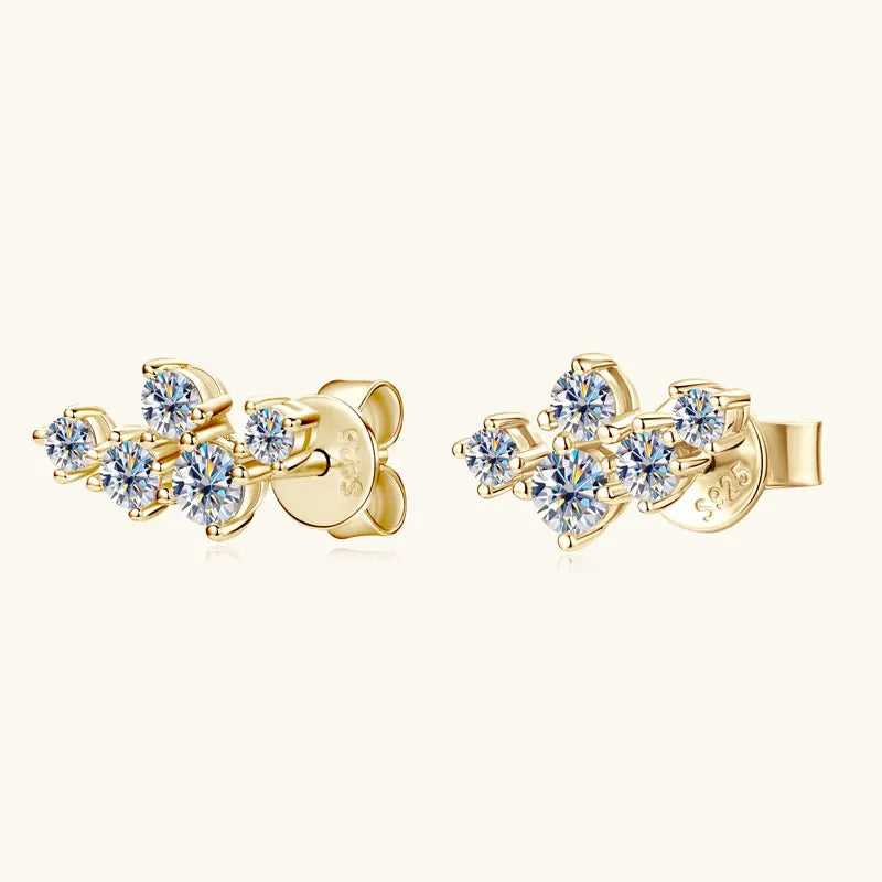 Lnngy GRA Certified Moissanite Stud Earring For Women Original 925 Sterling Silver Irregular Piercing Earring 2025 Hot Jewelry