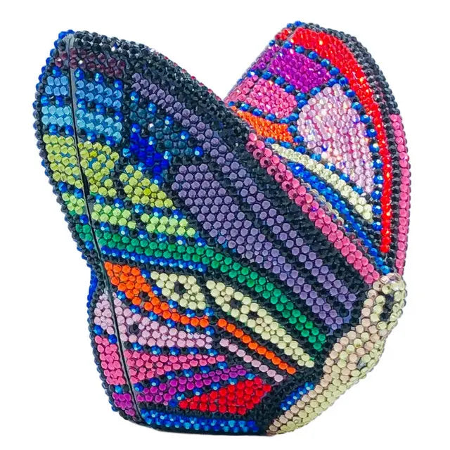 Boutique De FGG Novelty Butterfly Rhinestone Clutch Purse Handmade Women Crystal Clutch Evening Bags Party Prom Minaudiere Bag