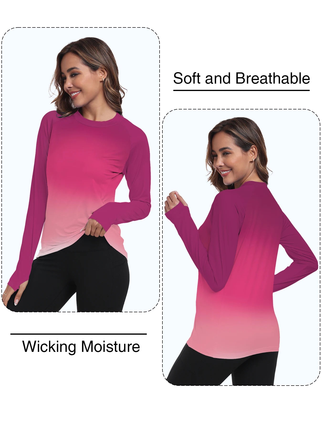 Women's UPF 50+ Sun Shirts Long Sleeve UV Protection Rash Guard Lightweight Quick Dry SPF Hiking Tops Outdoor