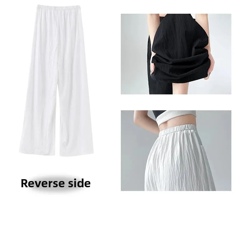 Ice Silk Wide Leg Pants Women Summer Thin Loose Casual Sun Protection Straight Leg Yamamoto Pants Lazy Dragging Pants