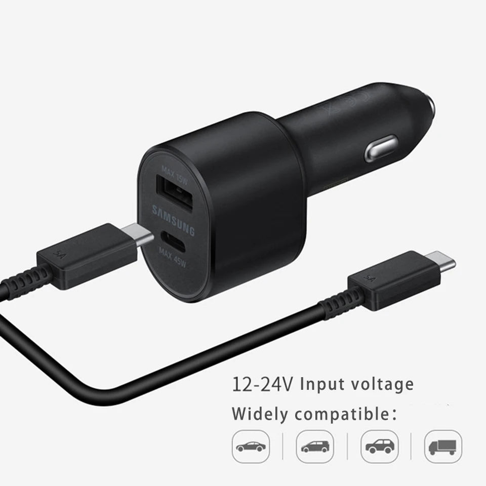 60W Samsung USB Type C Car Charger PD Super Charging Galaxy S25 S24 S23 S22 Ultra 45W 15W Charger Samsung Z Fold 5 4 Flip in Car