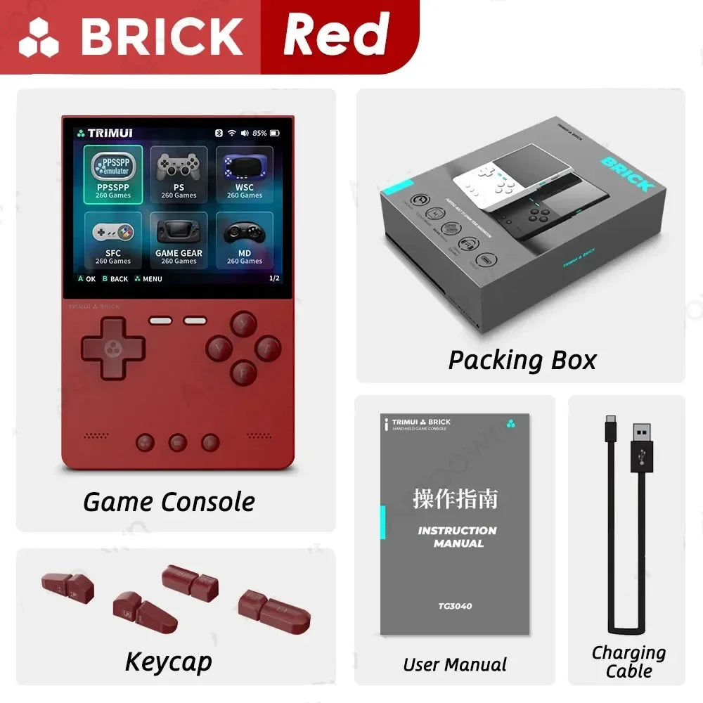 EAEY for TRIMUI BRICK Handheld Game Console 3.2'' IPS Screen A133P Linux System Trimui UI Metal Back Panel Key LED Lighting