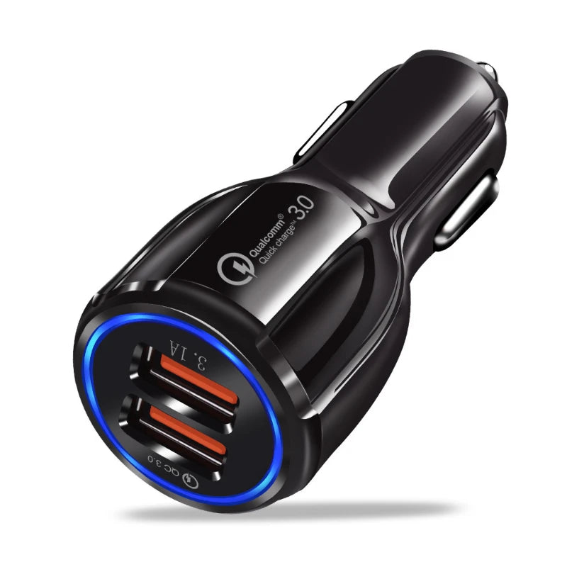 QC3.0+3.1A Car Chargers 2Ports Fast Charging 12-24V For Samsung Huawei iphone Dual USB Adapter Socket Splitter Cigarette Lighter