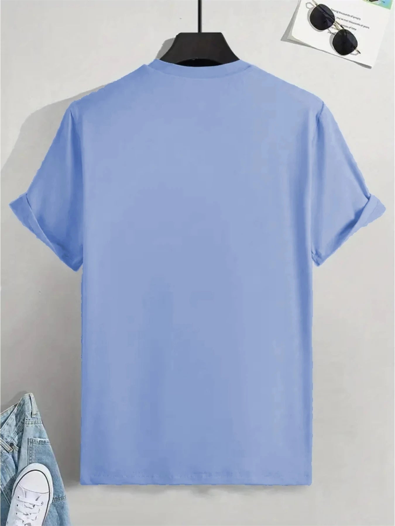 Summer men's 100% pure cotton casual sports loose Barcelona Spanish letter printed comfortable round neck short sleeved T-shirt