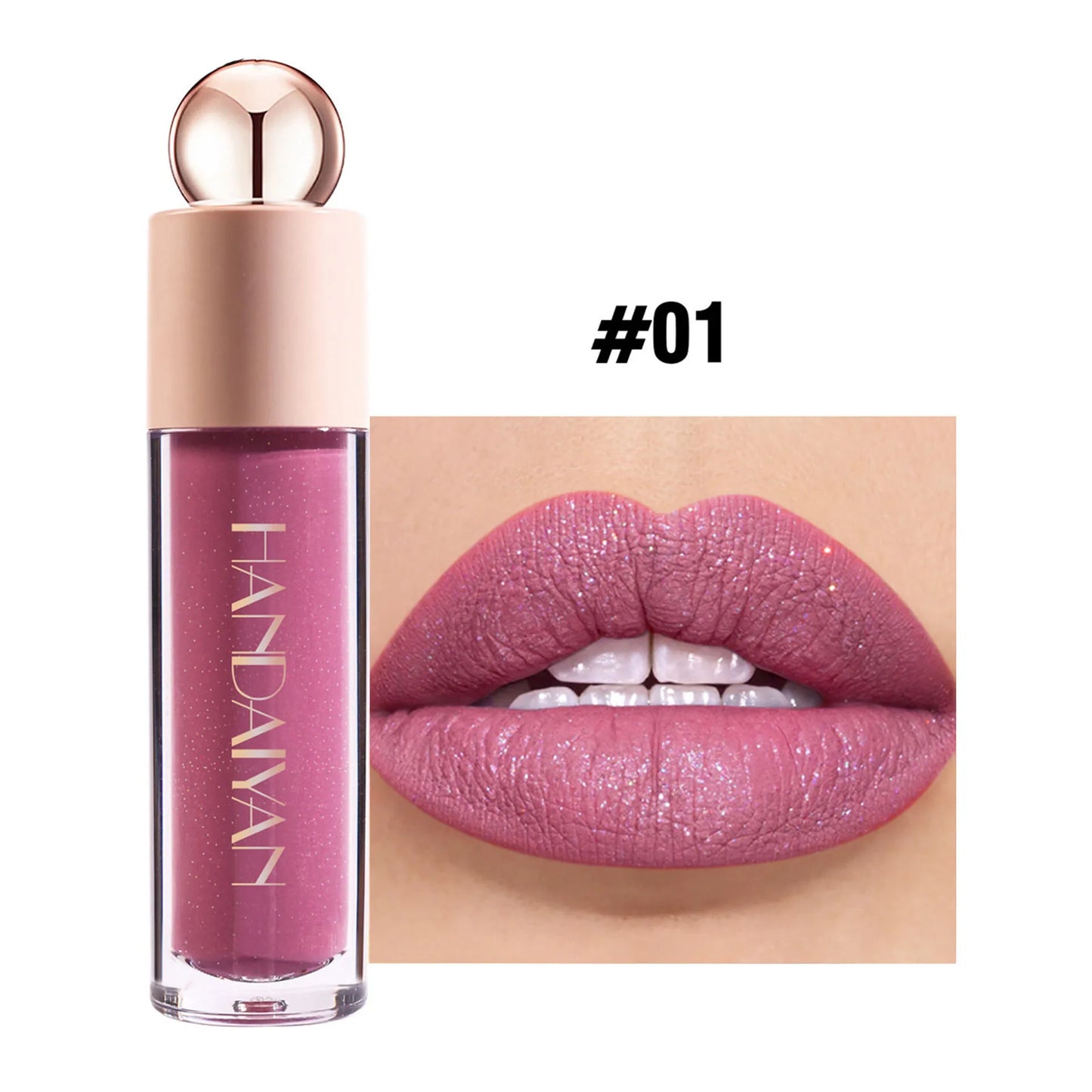 QIBEST Diamond Liquid Lipstick Moisturizing Lasting Purple Sparkling Waterproof Lip Gloss Matte Glitter Lipstick Korean Makeup