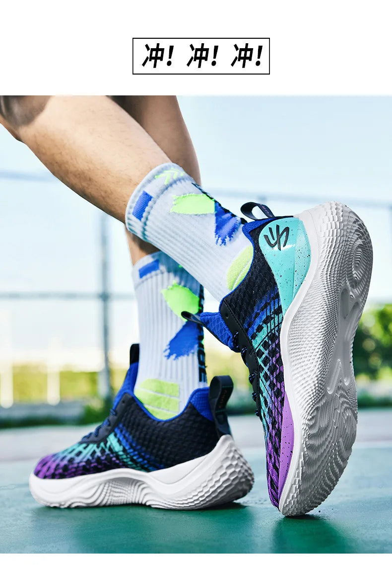 Summer New Men's Casual Shoes Breathable Comfortable Running Large Size Basketball Shoes Fashionable Versatile Couple Shoes