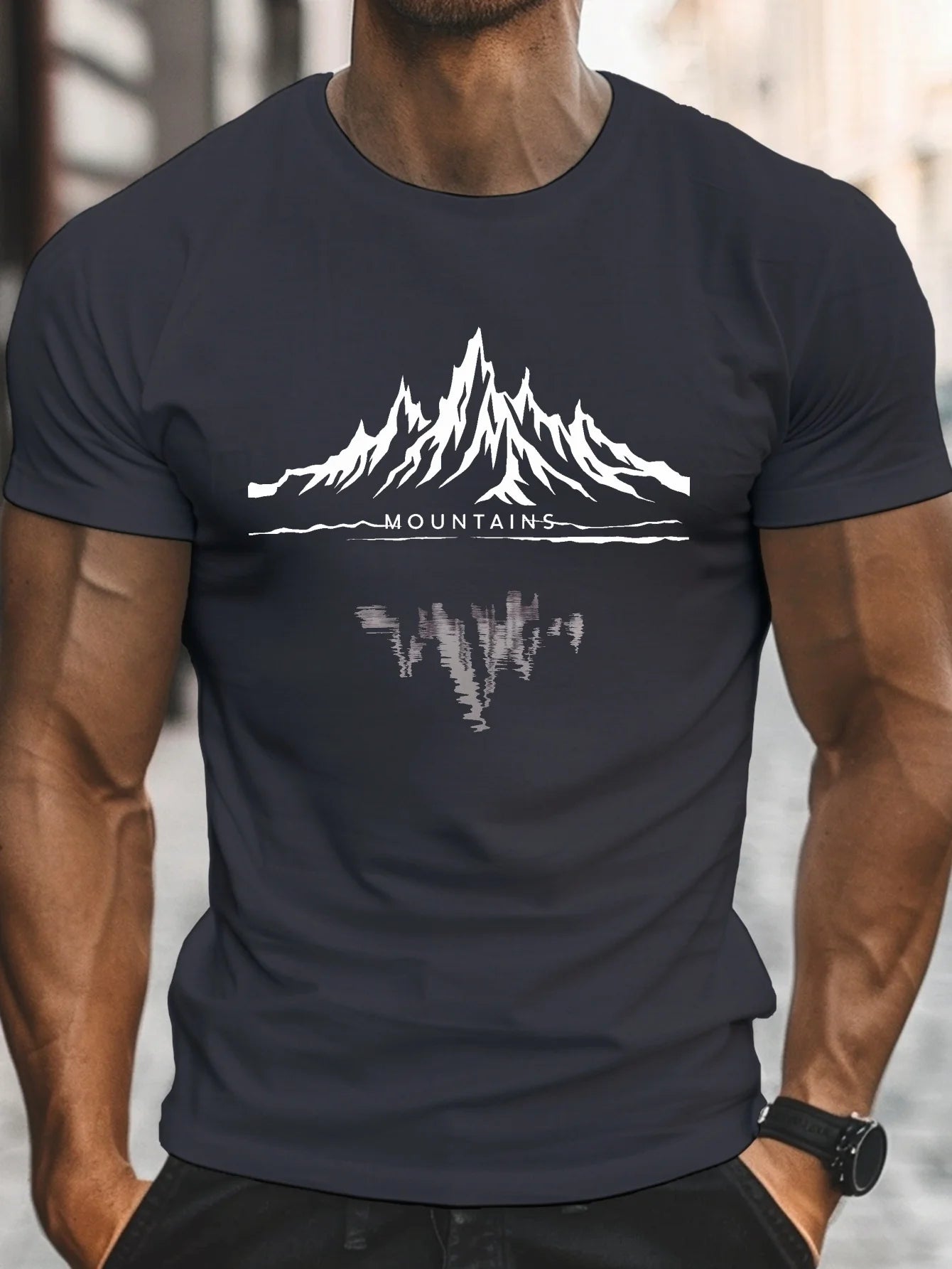 Men’s Summer 100% Cotton Casual T-Shirt Mountain Print | Loose Fit | Breathable Comfort